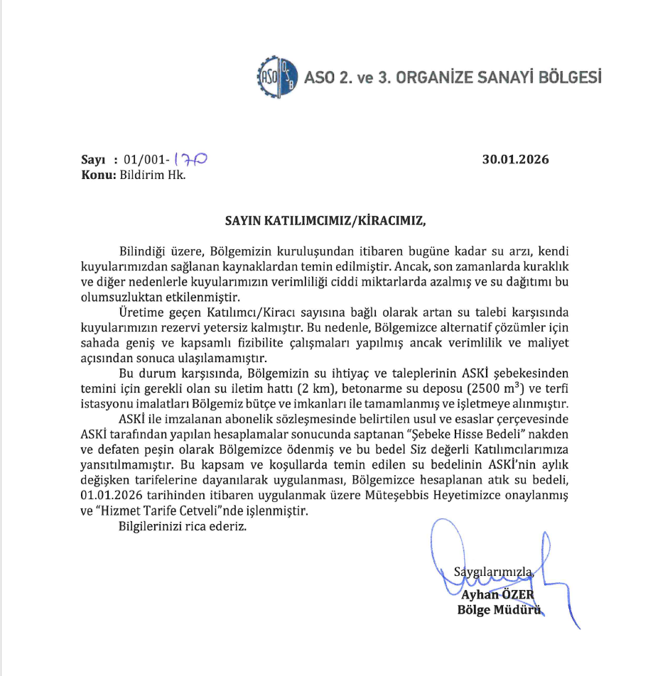 BÖLGEMİZ SU VE ATIKSU BEDELİ HK.