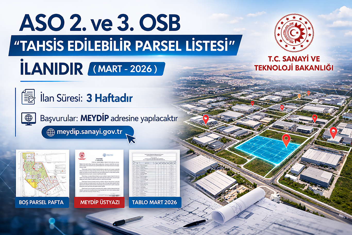 ASO 2. ve 3. OSB “Tahsis Edilebilir Parsel Listesi” İlanı (MART 2026)