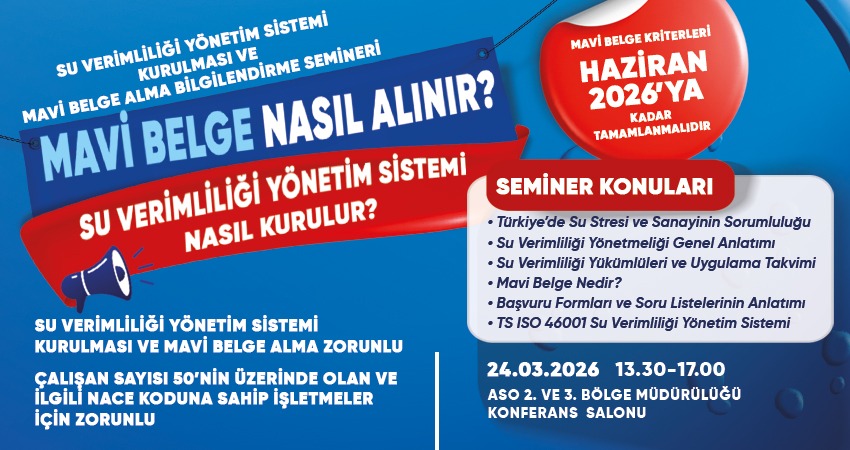 Su Verimliliği Yönetim Sistemi Kurulması ve Mavi Belge Alma Bilgilendirme Semineri ( 24 MART )