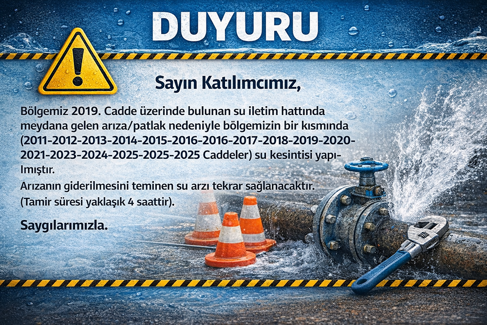 Altyapı arızası kaynaklı planlı/arıza kesintisi duyurusu