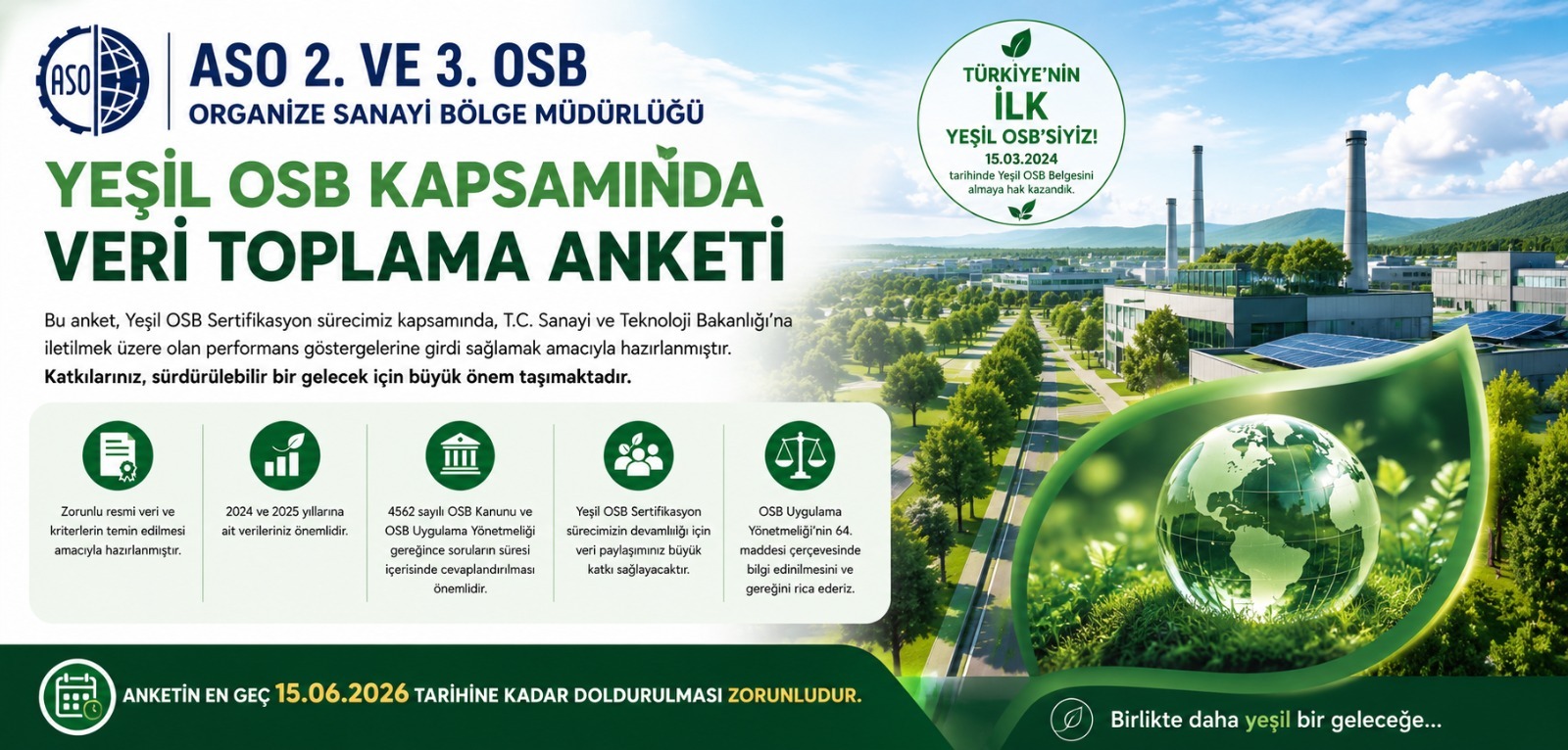 Yeşil OSB Kapsamında Veri Toplama Anketi Hk. (Son Tarih: 15.06.2026)
