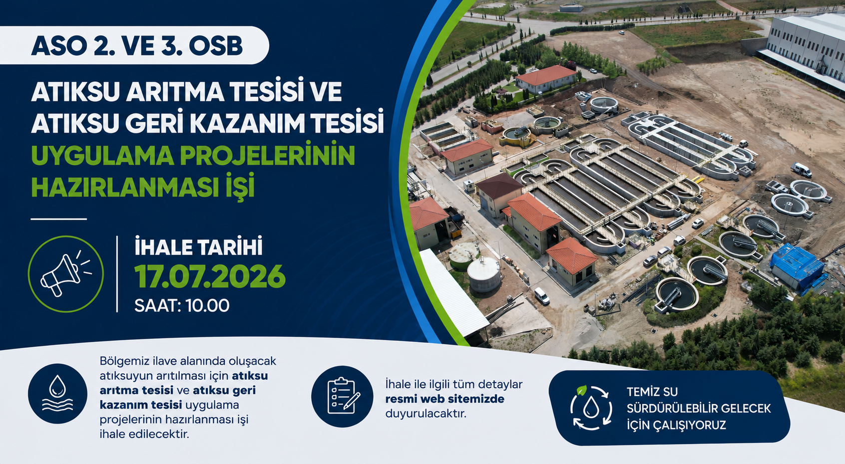 İLAVE ALAN ATIKSU ARITMA TESİSİ VE ATIKSU GERİ KAZANIM TESİSİ UYGULAMA PROJELERİNİN HAZIRLANMASI İŞİ İHALE İLANI