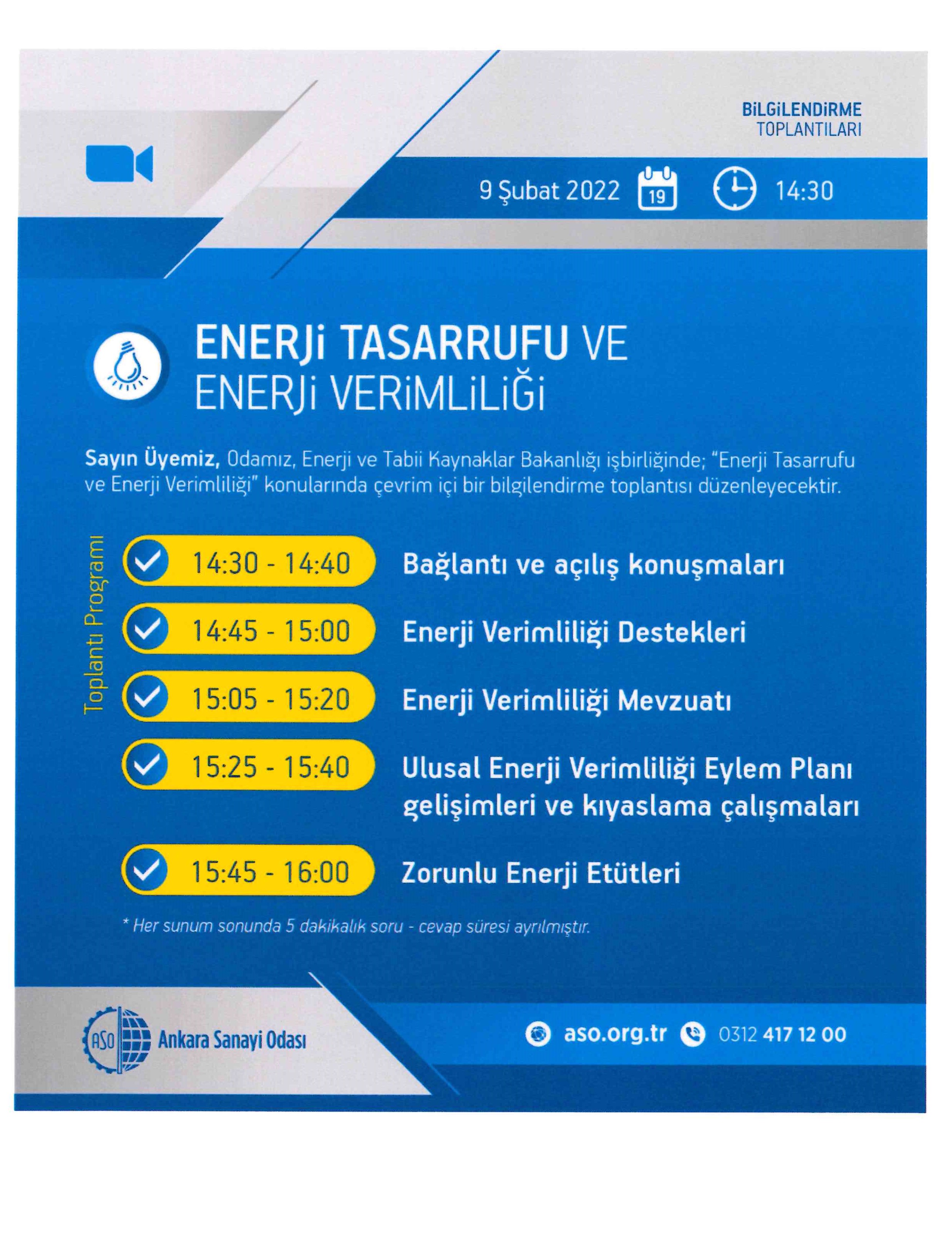 ENERJİ TASARRUFU VE ENERJİ VERİMLİLİGİ HK.